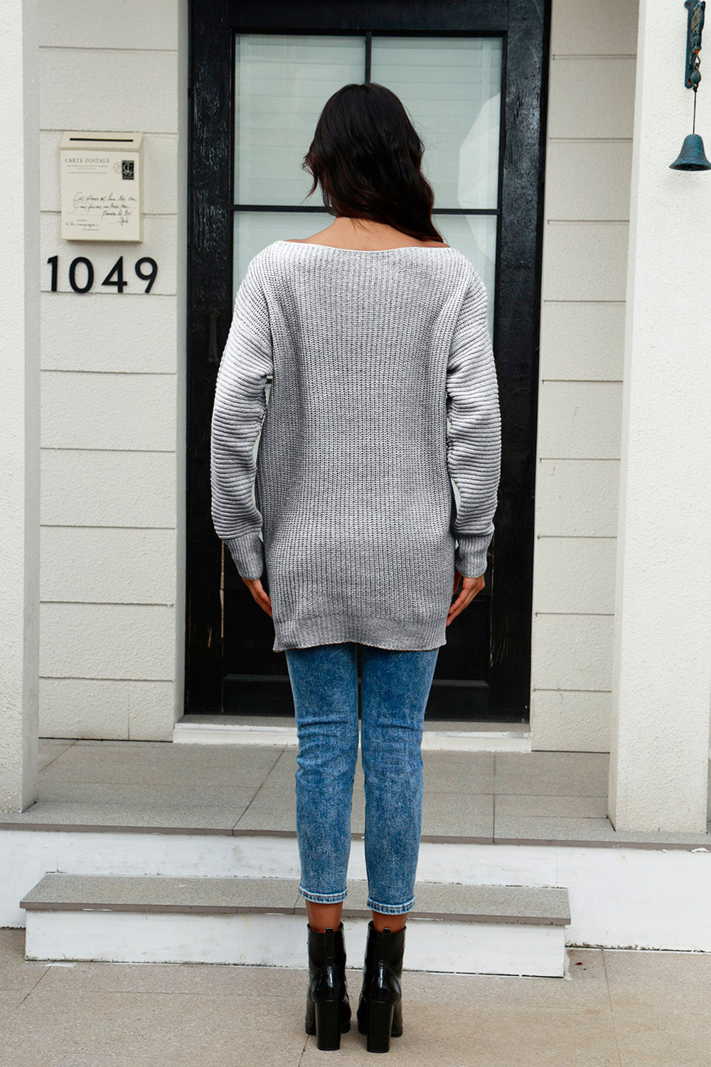 Boat Neck Dropped Shoulder Sweater