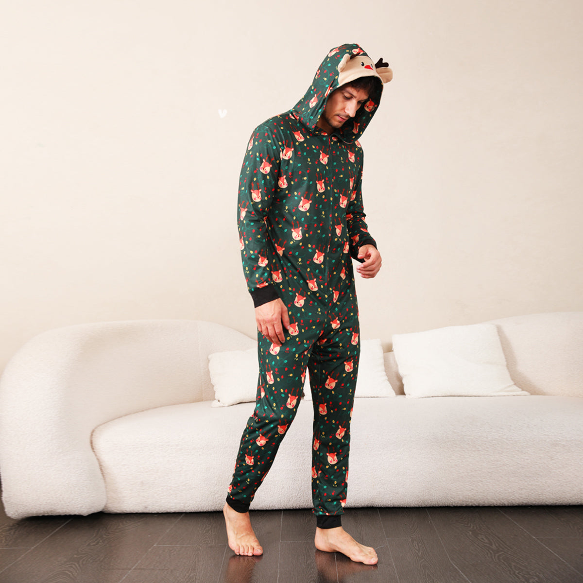 Printed Hooded Long Sleeve Jumpsuit