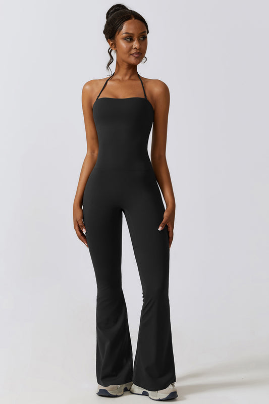 Halter Neck Flare Sport Jumpsuit